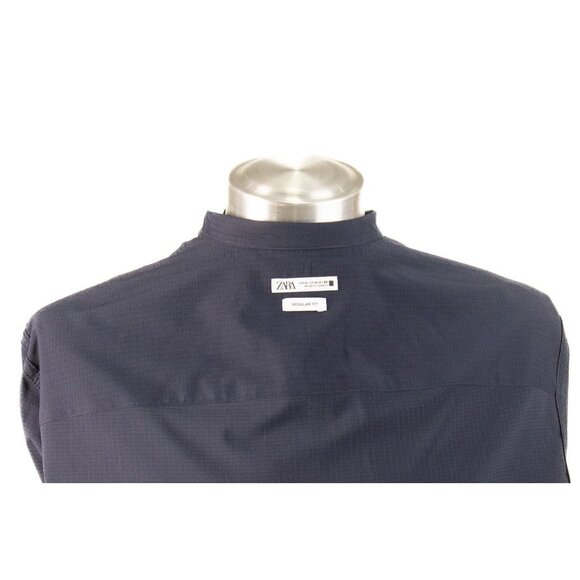 ZARA Mens Shirt Dark Blue Regular‎ Fit Long Sleeve Button Up Collared Size M - Picture 8 of 9